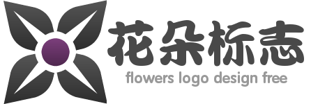 灰色四片花瓣花朵logo在线制作 演示效果